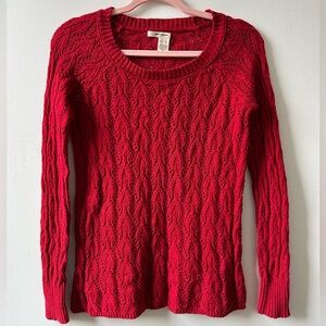 DKNY Red Cable-Knit Scoop Neck Sweater
